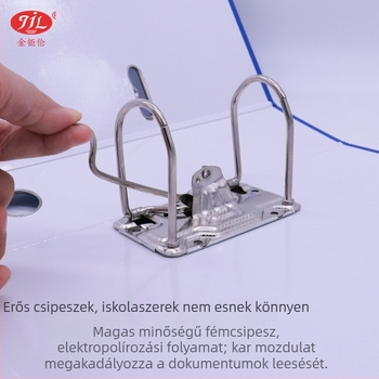 Kétlyukas dokumentumtartó, húzórúd záróval, PP testű, fémből készült szerkezettel, nyomtatott logó, testreszabás elérhető, modell YY02