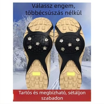 Ötfogú krampon csizmavédő – csúszásmentes, szegecsekkel és lánccal téli hóban és jégen
