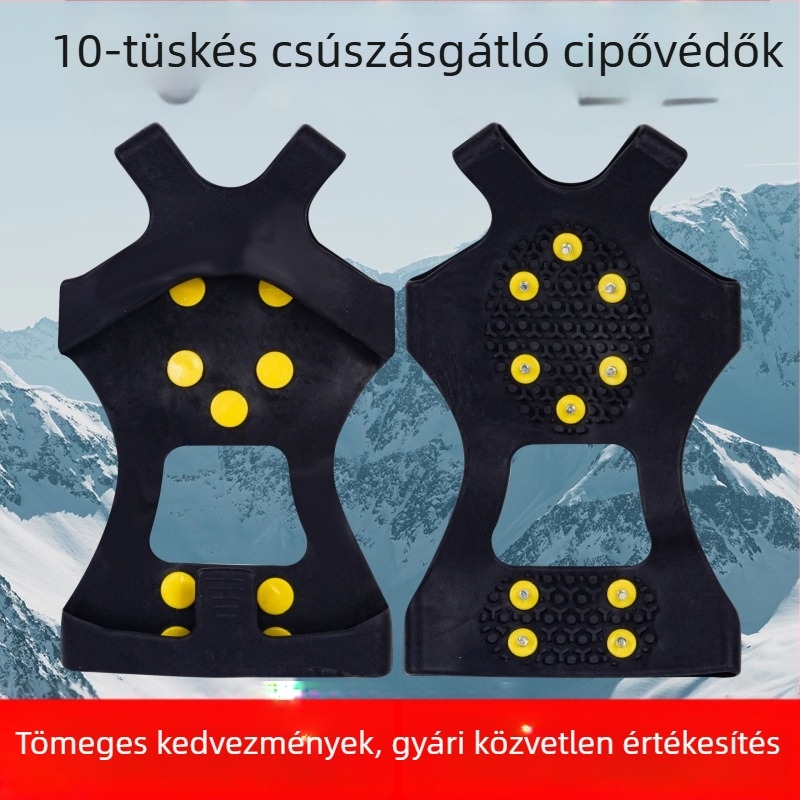 Tízfogú jégcsapok téli hegymászáshoz és kempingezéshez; csúszásmentes cipővédők tüskékkel