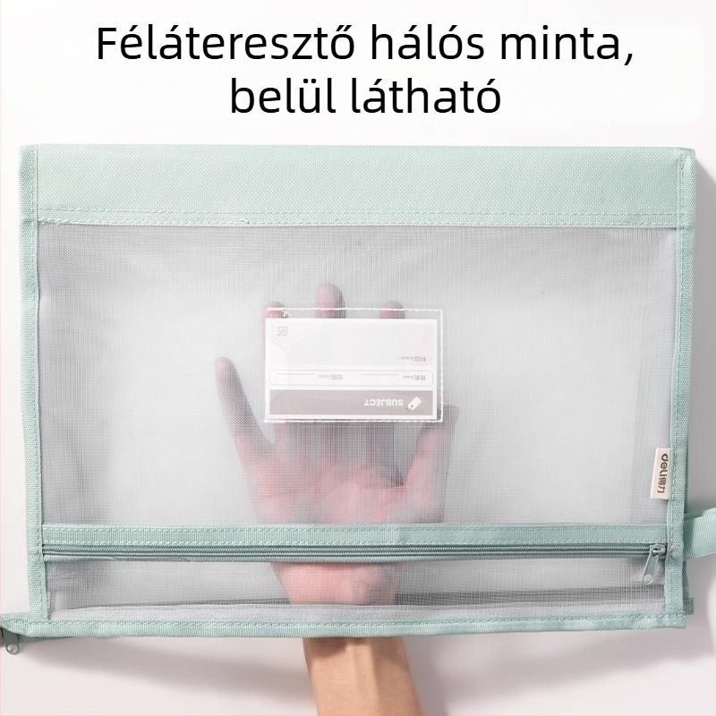 Deli PP124 Kétszintes Hálós Cipzáras Dokumentumtáska Iskolai Anyagokhoz