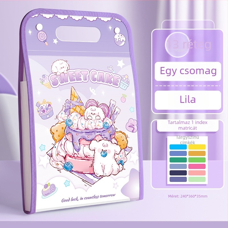 Kaba Bear hordozható iratszervező, PP anyag, 13 rekesz, 13C vastagság, nyomtatott logó, testreszabás