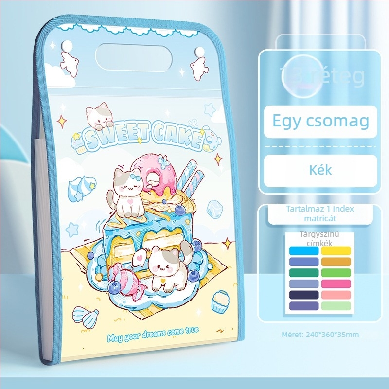 Kaba Bear hordozható iratszervező, PP anyag, 13 rekesz, 13C vastagság, nyomtatott logó, testreszabás