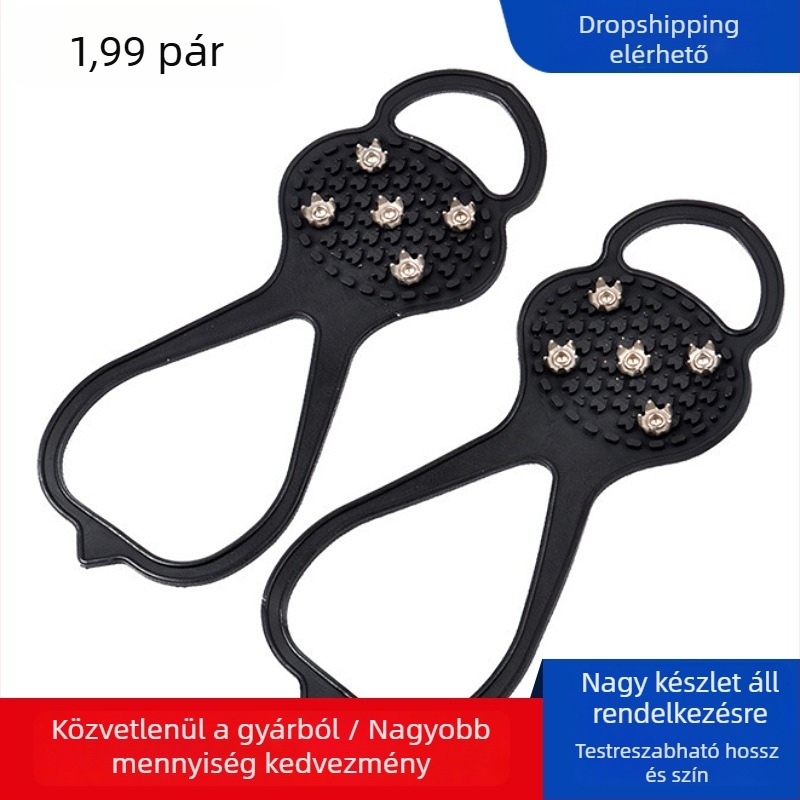 Öt-fogú jégcsap cipővédő, kültéri utazásokhoz és havas hegymászáshoz, csúszásmentes