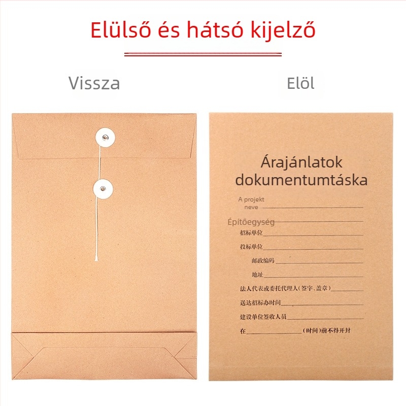 Ajánlatdokumentumok táska, zárt, nagy kapacitású, vastag Kraft papír, Haiboxin