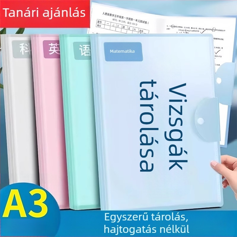 A3-as vizsgalap-szervező és tanuló dokumentumtáska – műanyag, modell A10633, nincs testreszabható logó