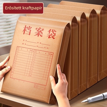 Kraftpapír irattáska, vastagodott, 4 rekesz, nagy kapacitású dokumentumtároló, zárható