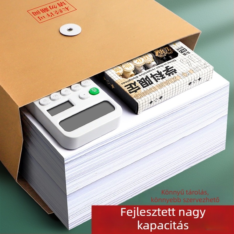 Kraftpapír irattáska, vastagodott, 4 rekesz, nagy kapacitású dokumentumtároló, zárható