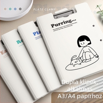 A4 irattartó klipszes – műanyag, egysoros csípőfogó, A4 méretű dokumentumokhoz, 32×23,5 cm, lemez vastagsága 50, irodai és iskolai szervező