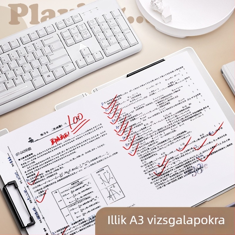 A4 irattartó klipszes – műanyag, egysoros csípőfogó, A4 méretű dokumentumokhoz, 32×23,5 cm, lemez vastagsága 50, irodai és iskolai szervező