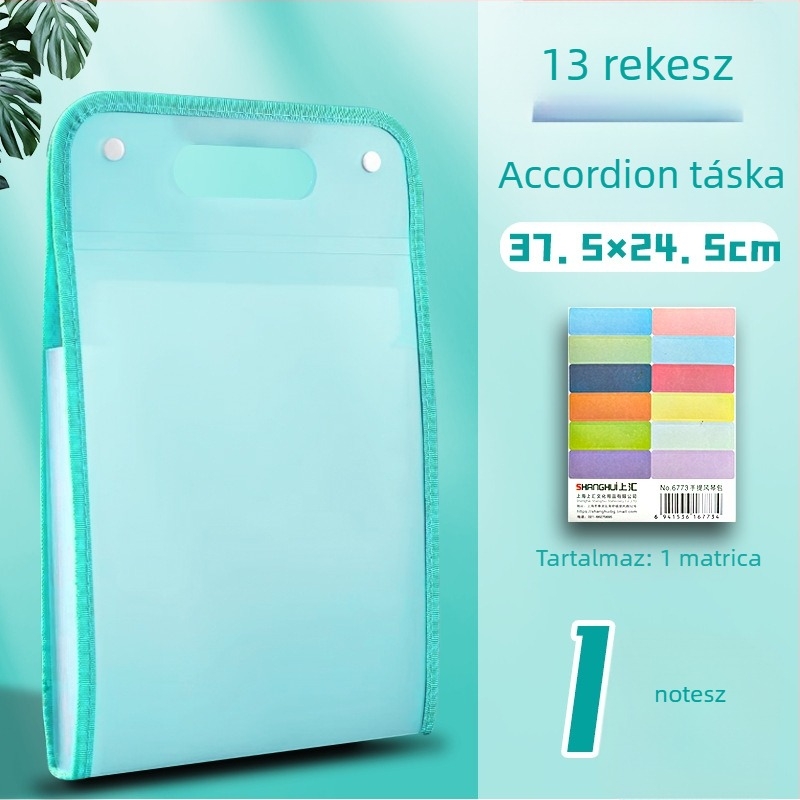 13 rekeszes vertikális accordion táska dokumentumokhoz, PP anyag, márka Found, gyártó Yaxing