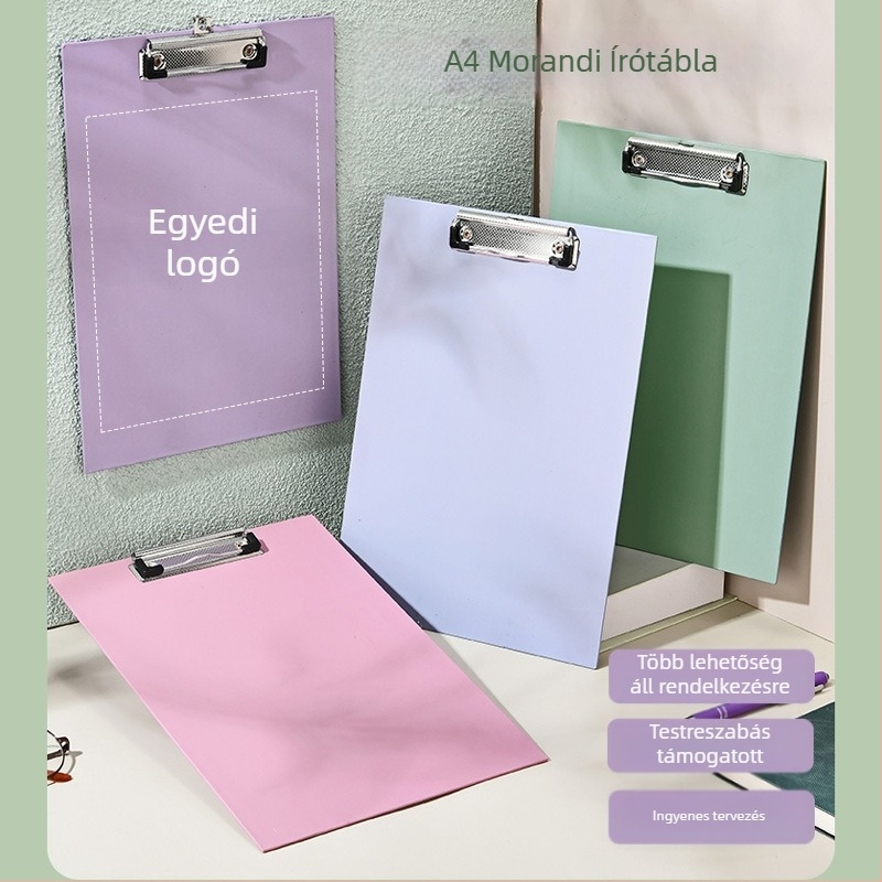 A4 Morandi konferenciás klipeboard logóval ellátott borítóval, író csipesz, felakasztható (csipesz; logó nyomtatása; testreszabás; rögzítő méret 210; hátsó szélesség 210 mm)