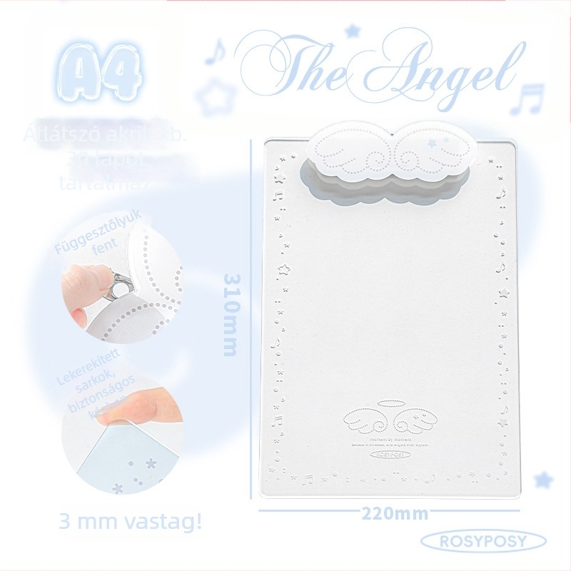 Akril irattartó erős klipszel, 3 mm lemezvastagság, hátoldal szélessége 22 cm