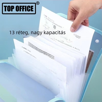 Vertikális akordéon mappa dokumentumokhoz, 13 rekesz, PP anyag, egyedi logó, testreszabott feldolgozás