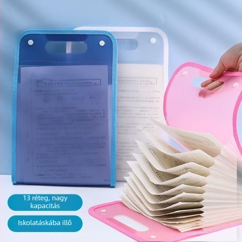 Vertikális akordéon mappa dokumentumokhoz, 13 rekesz, PP anyag, egyedi logó, testreszabott feldolgozás