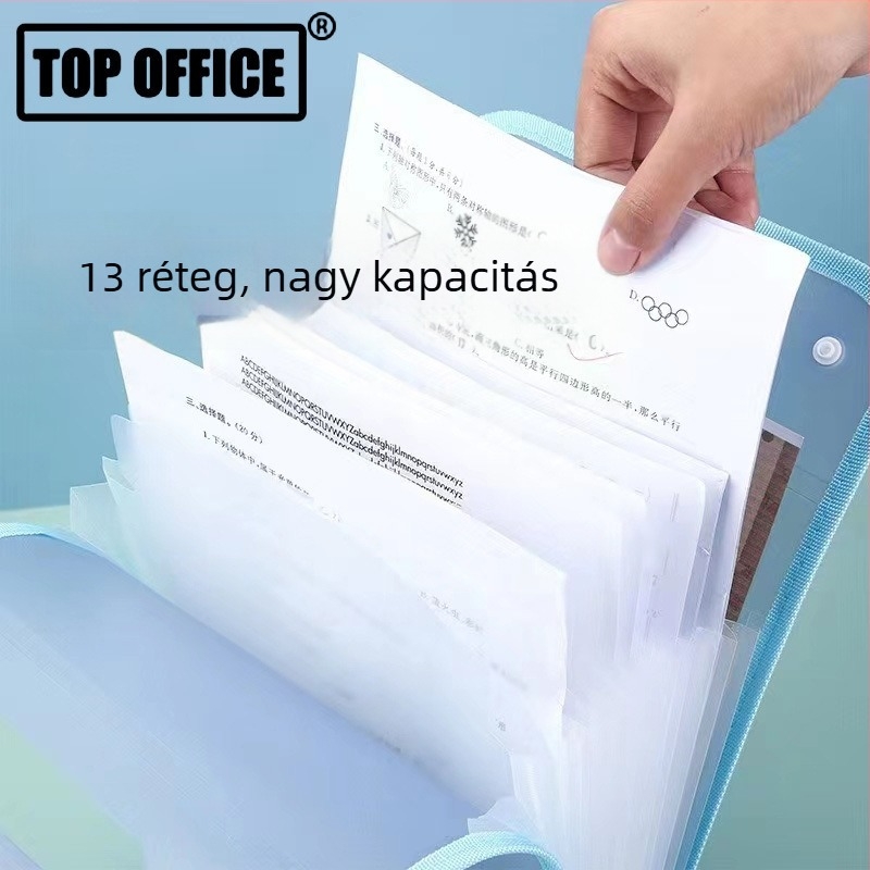 Vertikális akordéon mappa dokumentumokhoz, 13 rekesz, PP anyag, egyedi logó, testreszabott feldolgozás