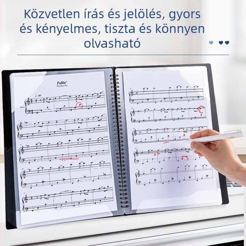 A4-es kotta- és zongorakottás mappa, bővíthető átlátszó többszintű betétekkel, szerkeszthető leválasztható lapok