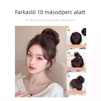 Valódi emberi hajból készült paróka, konty-updo, természetes göndör, közepes hosszúságú, nők számára