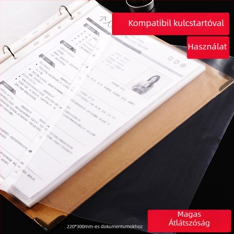 11‑lyukú PP fájl taszka, átlátszó, egyszerű kialakítás