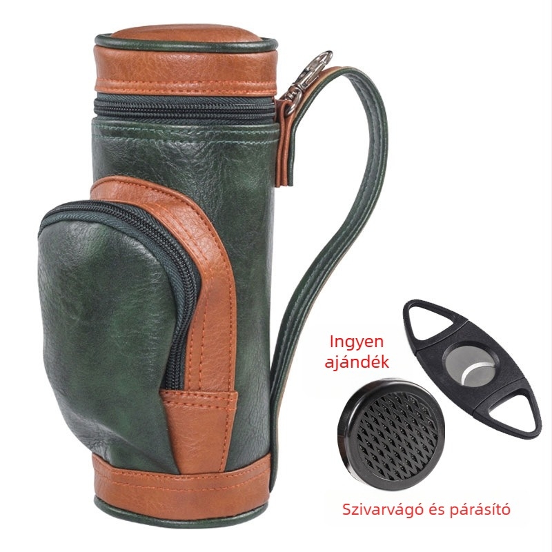 Pipe Man bőr cigare nedvesítő táska – Light Luxury stílus, testreszabható, hely az kiegészítők és eszközök tárolására