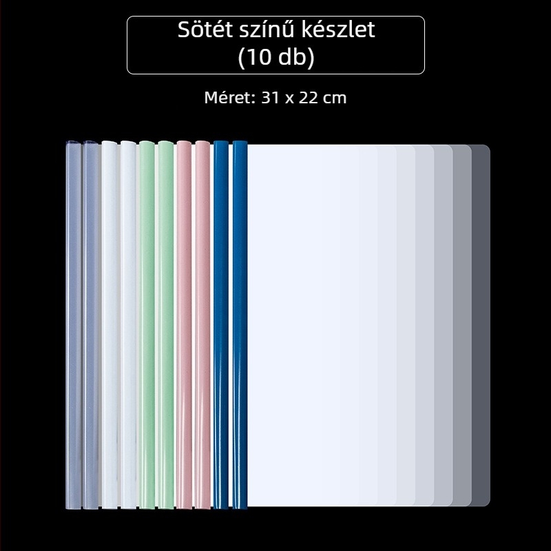 A4-es méretű vízcsepp alakú klipszes mappa átlátszó beillesztő lapokkal