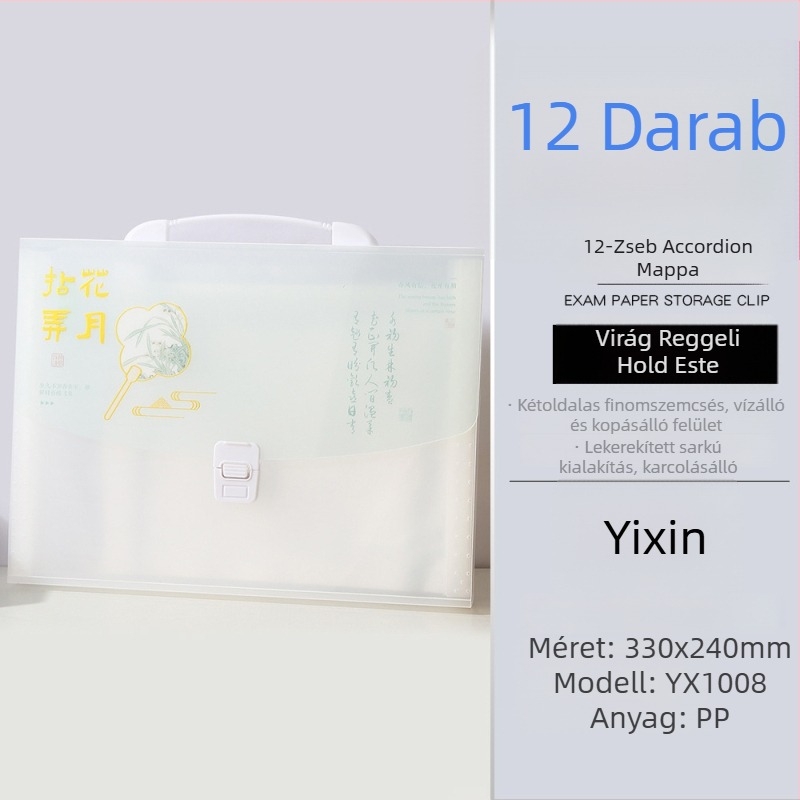 13 rekeszes akordeon irattartó, PP anyag, Modell 1008, Logónyomás lehetséges