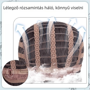 Hosszú, göndör paróka frufival nőknek – Természetes Lolita stílus, hőálló szál, formázható kettős copfba, arcforma módosítása