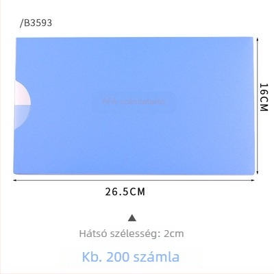 Kang Bai PP számlaclip — modellek: B3591/B3592/B3593 (dobozzal) és B3596; anyag: PP; típus: egyrészes rögzítő klip; alkalmas számlákhoz