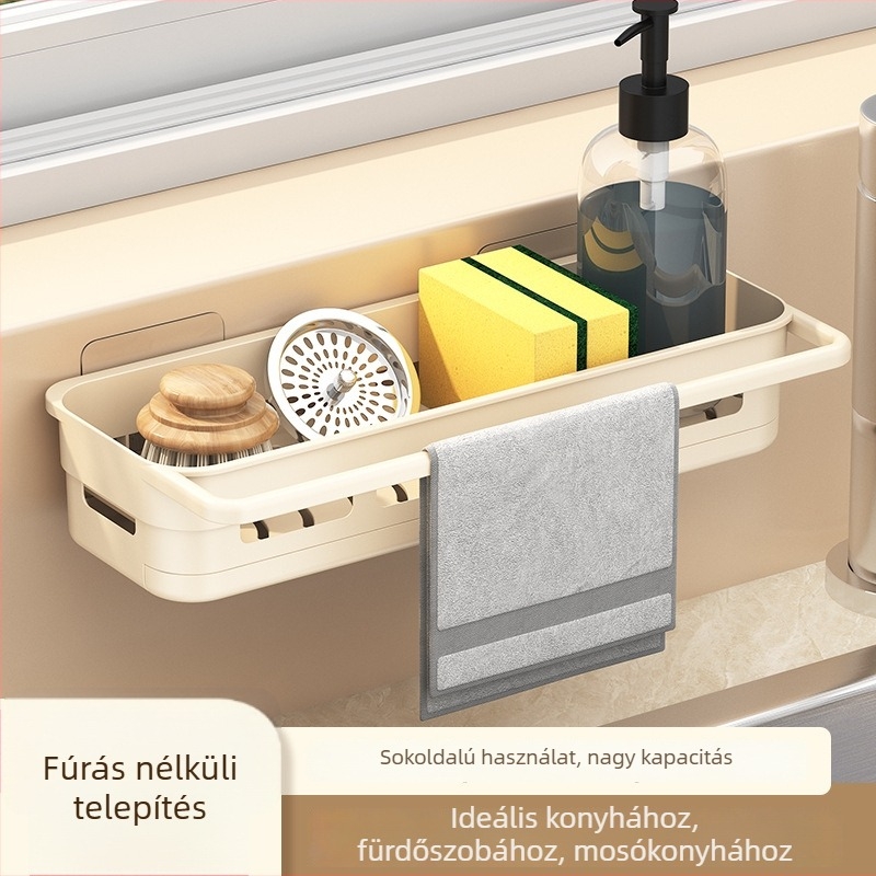 Shuntiancai edények lecsöpögtető állvány; anyag: vastagodott PP; falra szerelhető; modern, minimalist design
