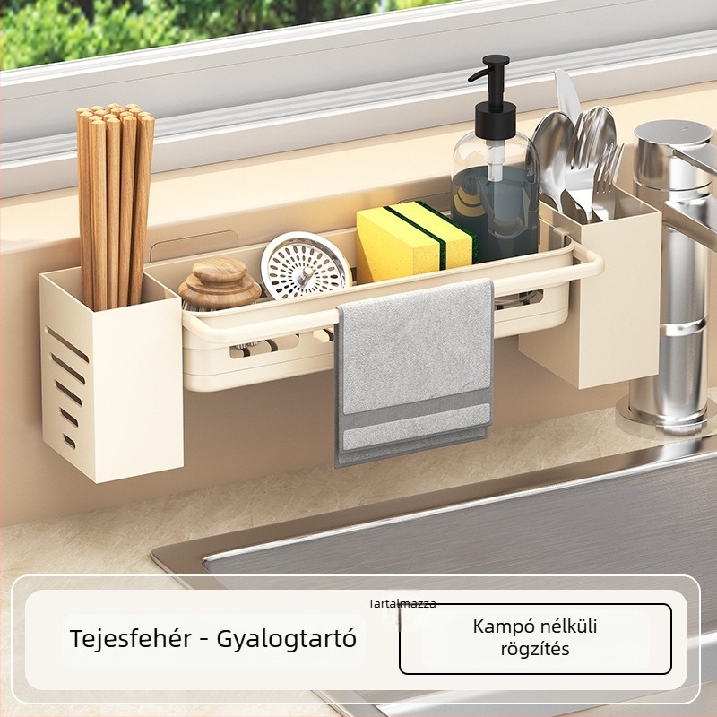 Shuntiancai edények lecsöpögtető állvány; anyag: vastagodott PP; falra szerelhető; modern, minimalist design