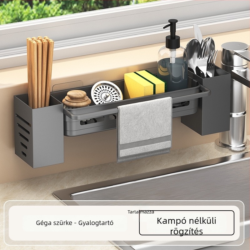 Shuntiancai edények lecsöpögtető állvány; anyag: vastagodott PP; falra szerelhető; modern, minimalist design