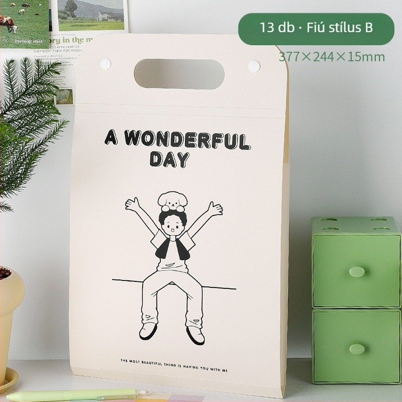 Függőleges A4-es irattartó 13 rekesz, hajtogatott dizájn, PP anyag, 0,43 mm vastagság, logó nyomtatás elérhető