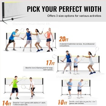 Bádminton edzés háló készlet, kültéri, összecsukható, hordozható, standard telepítéssel