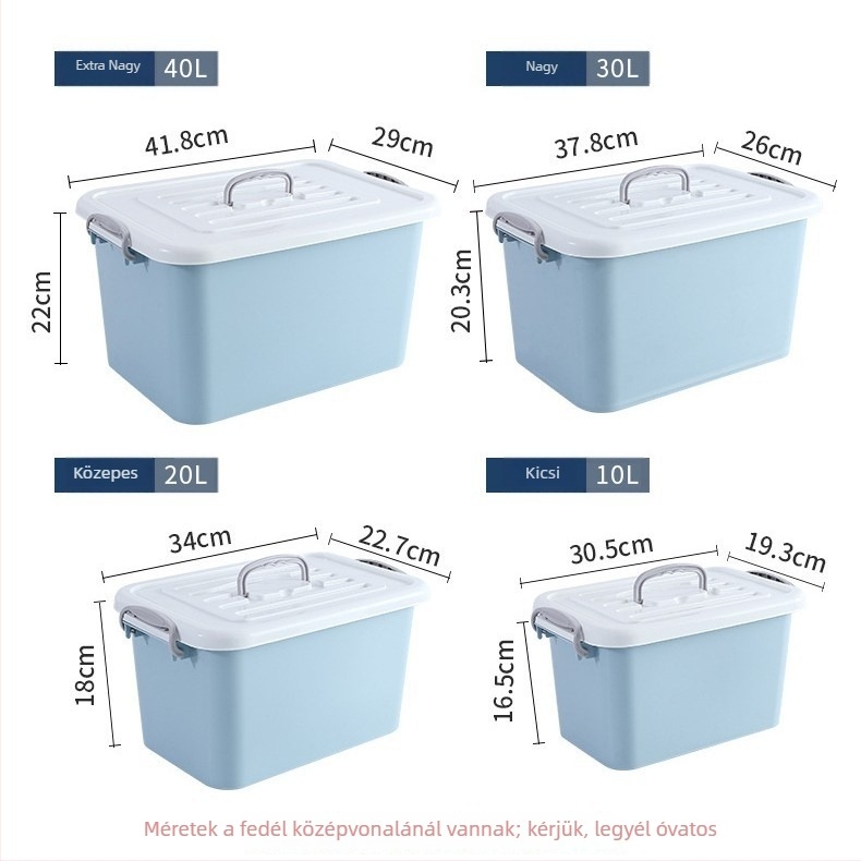 Ruha tároló doboz, nagy kapacitású 5–35L, PP műanyag, kézzel hordozható, egyszínű