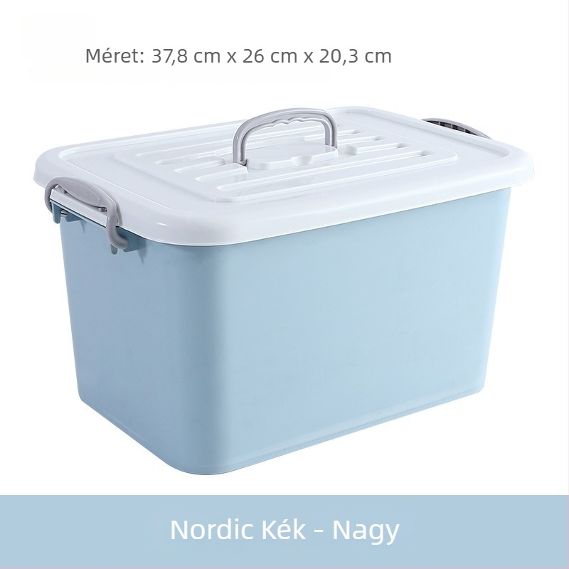Ruha tároló doboz, nagy kapacitású 5–35L, PP műanyag, kézzel hordozható, egyszínű