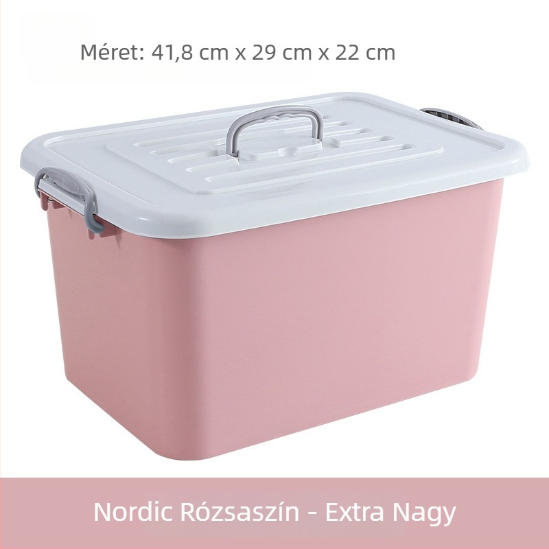 Ruha tároló doboz, nagy kapacitású 5–35L, PP műanyag, kézzel hordozható, egyszínű