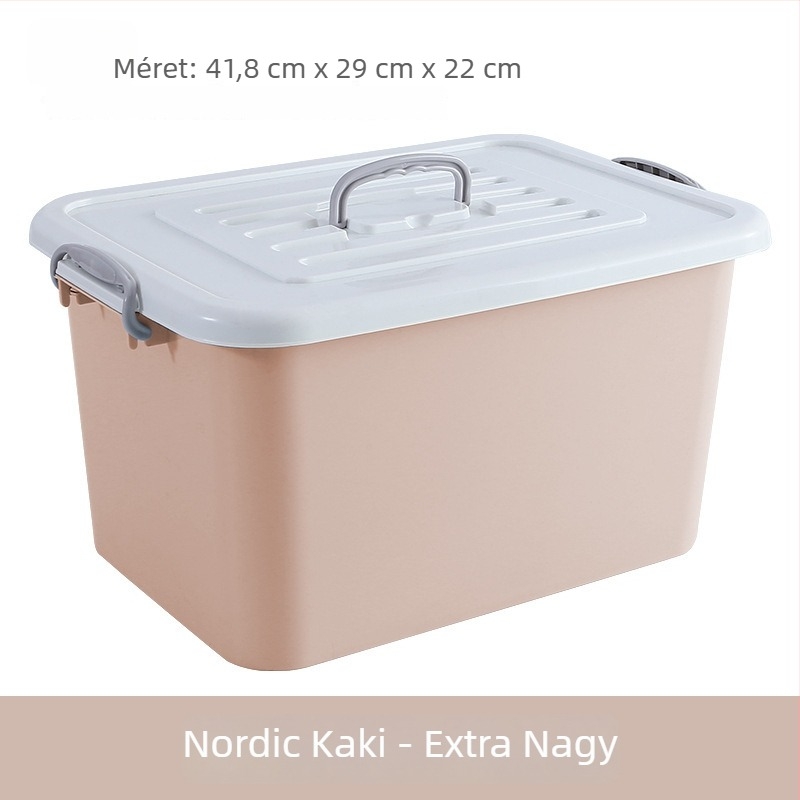 Ruha tároló doboz, nagy kapacitású 5–35L, PP műanyag, kézzel hordozható, egyszínű