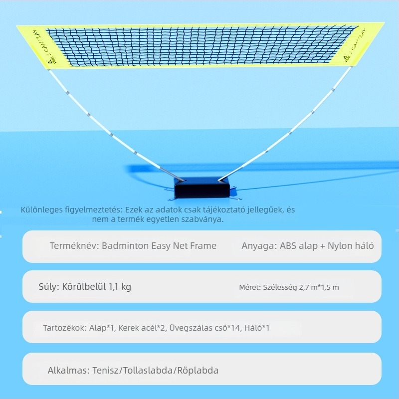 Peak Hordozható badminton háló, standard, összecsukható, bel- és kültéri használatra, leválasztható hálókeret
