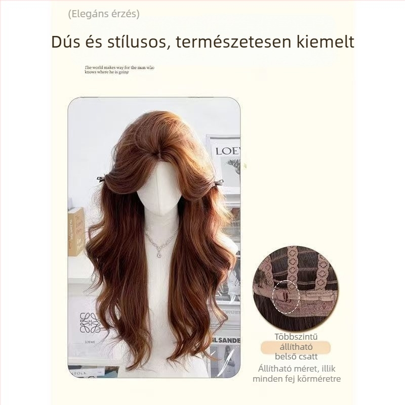 Duoxiu Hosszú Göndör Paróka, Természetes Megjelenés, Fehérje Selyem Haj, Teljes Fejfedő, Mechanizmusos Gyártás