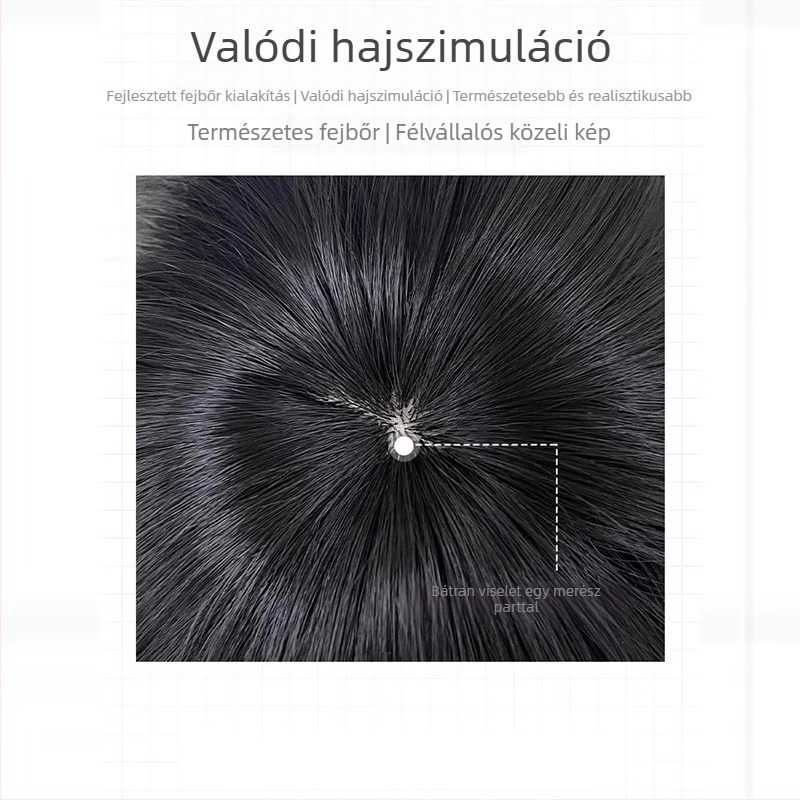 Férfi paróka, rövid, egyenes haj, természetes, dús stílus, hőálló rostokból, nem permelhető és nem festhető