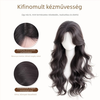 Női hosszú hullámos paróka hosszú frufival, koreai stílus, modell 8535, hőálló szál, mechanizmus