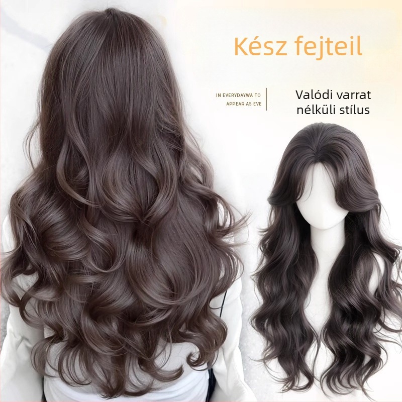 Női hosszú hullámos paróka hosszú frufival, koreai stílus, modell 8535, hőálló szál, mechanizmus