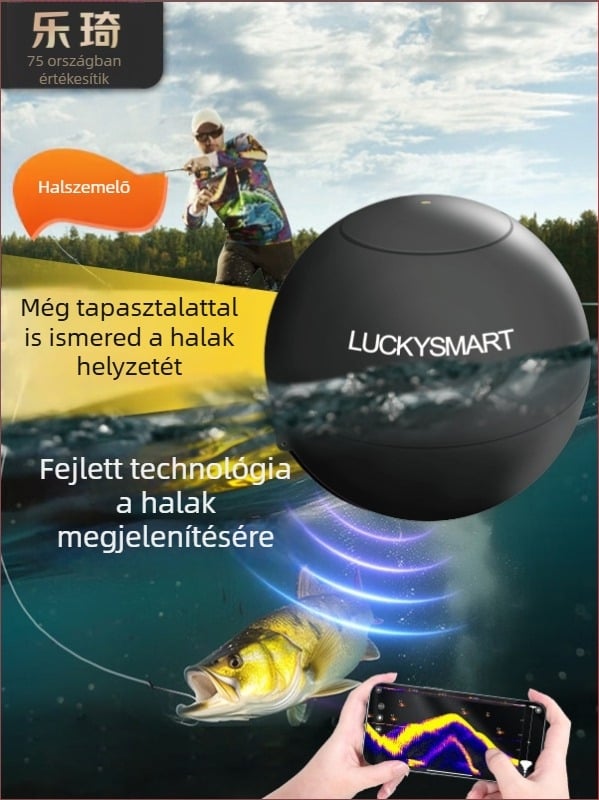 Vezeték nélküli halfigyelő sonár Wi-Fi-vel, Li-ion akkumulátor, kültéri használat, mélységtartomány 0,6–30 m