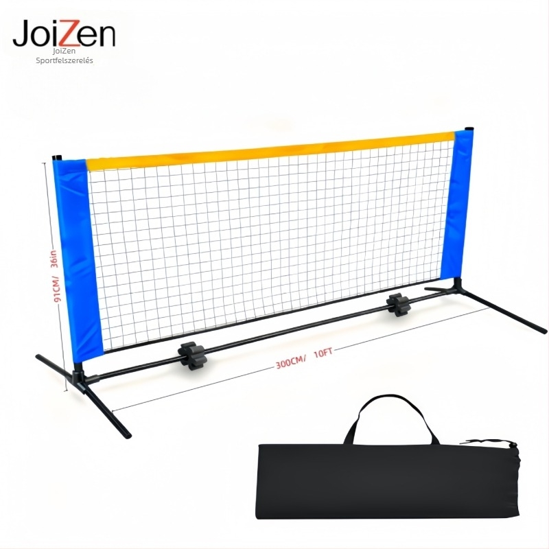 Hordozható pickleball hálókeret, 3 m hosszú, PE anyagból, beltéri és kültéri edzésekhez, mozgatható és szétszerelhető
