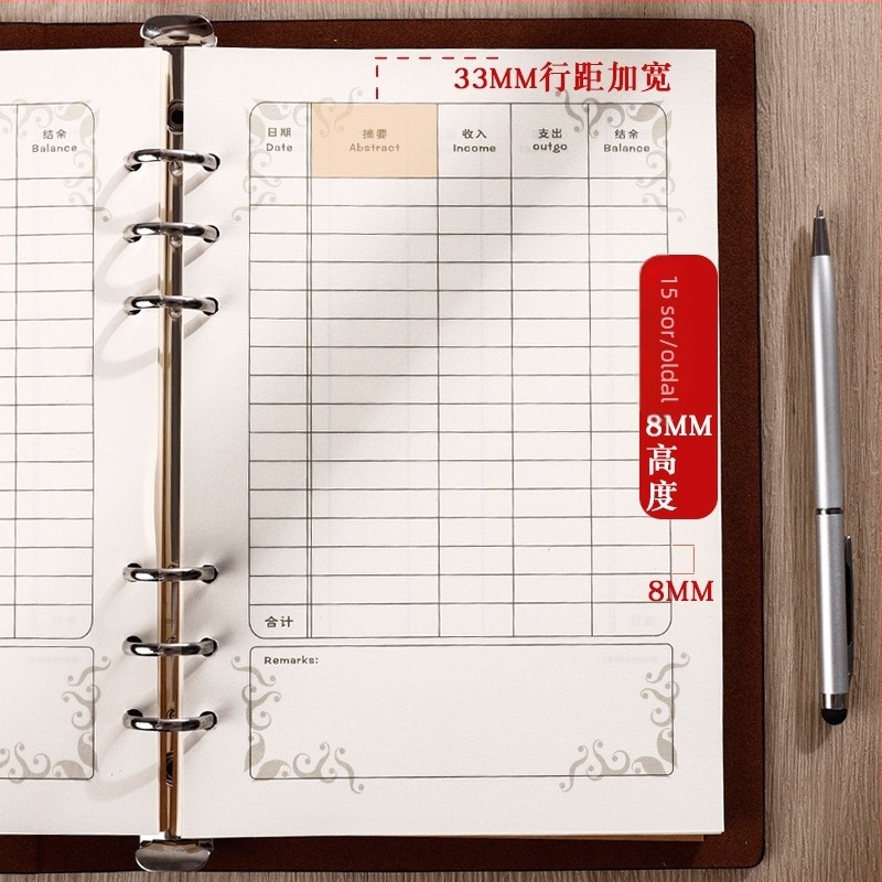Retro nosztalgia könyvelési notesz műbőr borítóval, kötés loose-leaf, forest papír, 80 g/m², testreszabott logó