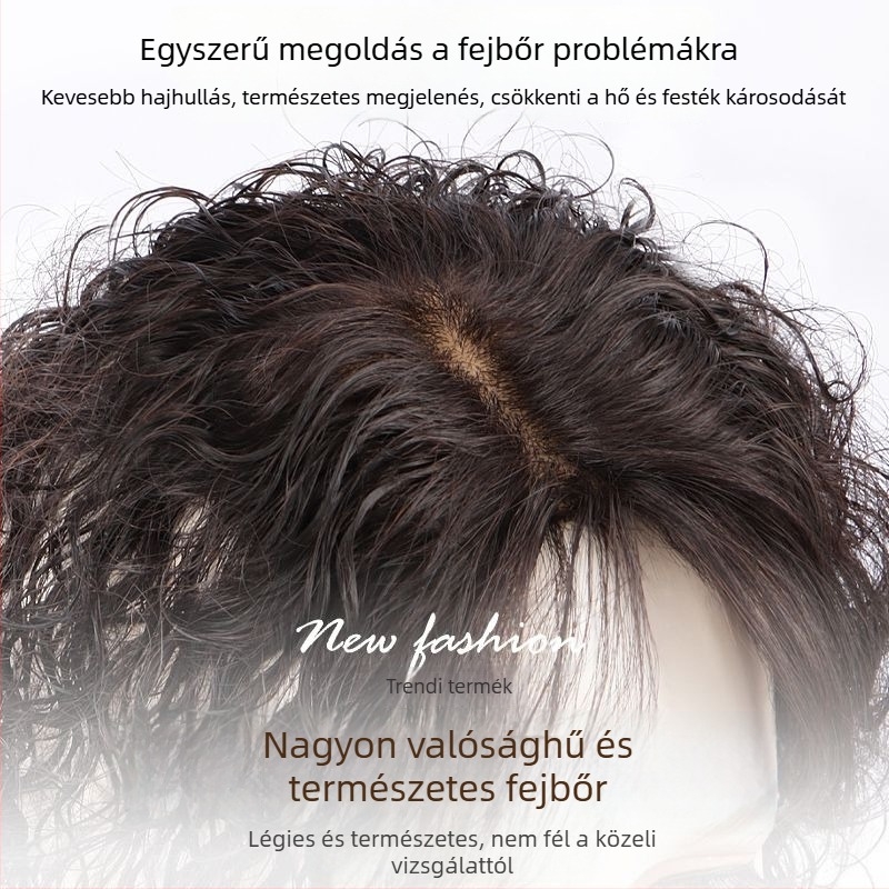Felső paróka emberi hajból, göndör, természetes stílus, gyökérfedés, festhető vagy kiegyenesíthető