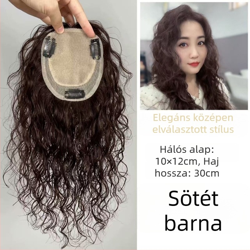 Felső paróka emberi hajból, göndör, természetes stílus, gyökérfedés, festhető vagy kiegyenesíthető