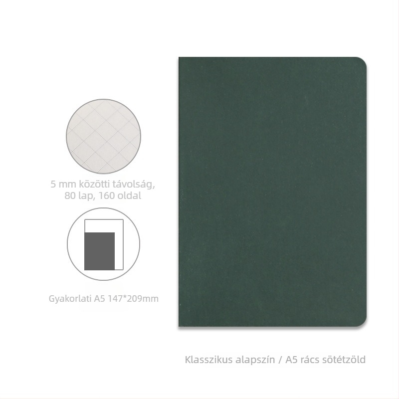 Napló notesz üres négyzetrácsos oldalakkal, Daolin papír, 100 g/m², 100 oldal, ragasztó kötés