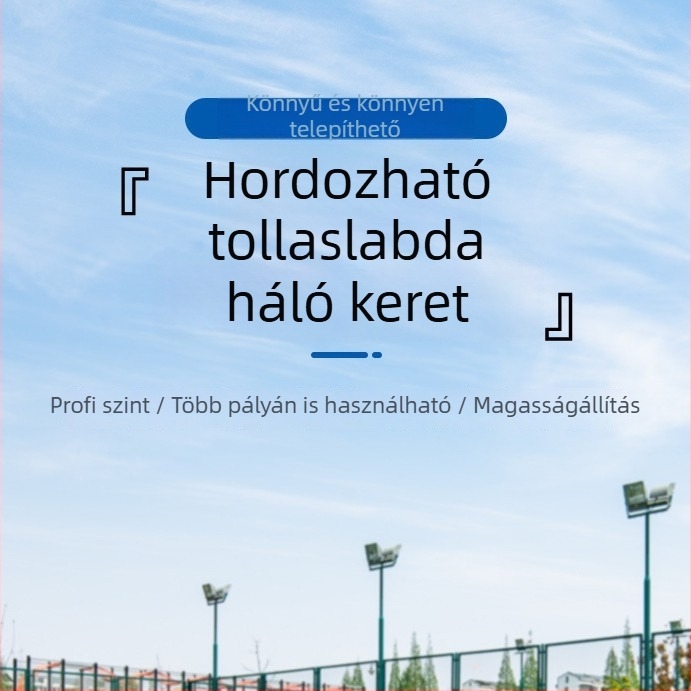 Badminton háló – hordozható, mozgatható, egyszerűen felállítható; Anyag: nylon, acél; Alkalmas badmintonhoz és asztaliteniszhez