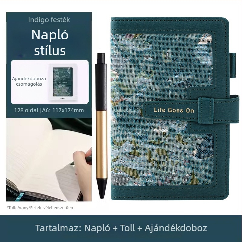 Textilborítós jegyzetfüzet, varrott kötés, 80 gsm papír, 200–300 oldal