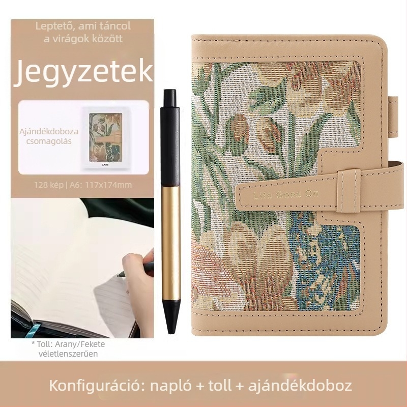 Textilborítós jegyzetfüzet, varrott kötés, 80 gsm papír, 200–300 oldal